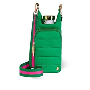 NWOT WanderFull Kelly Green/stripe Strap Bottle Carrier Hydro Bag One Size
